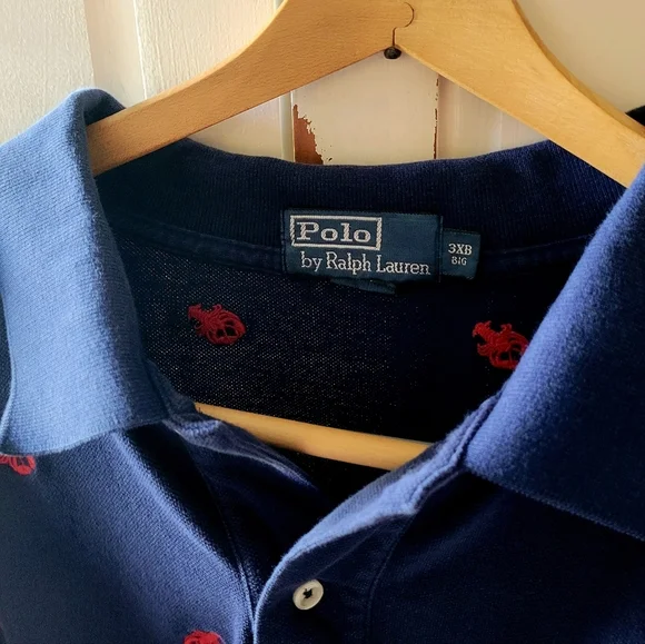 Polo Ralph Lauren Vintage Lobster Embroidered Polo Shirt Navy and Red Size 3XB